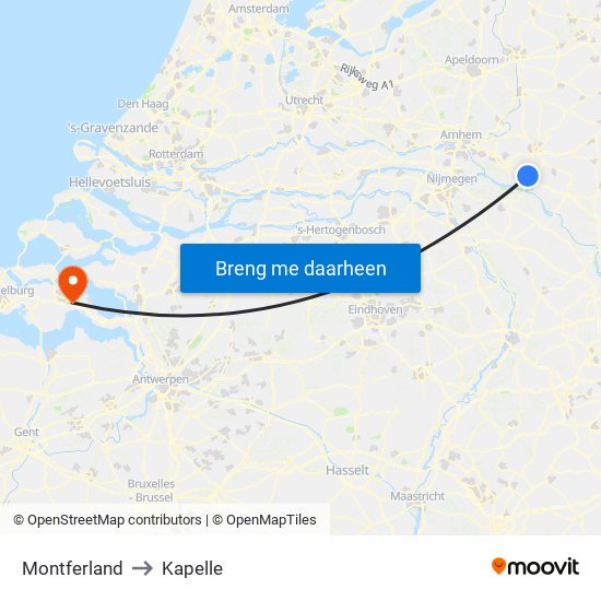 Montferland to Kapelle map