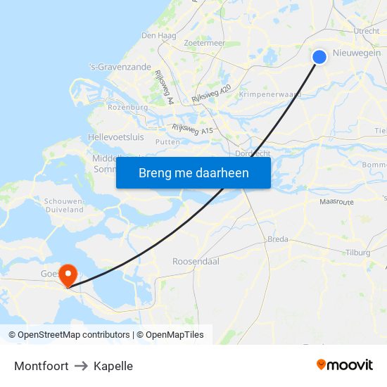 Montfoort to Kapelle map