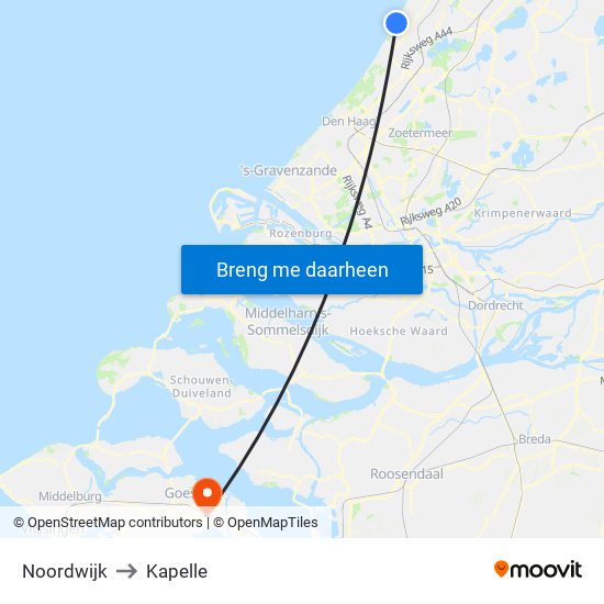 Noordwijk to Kapelle map