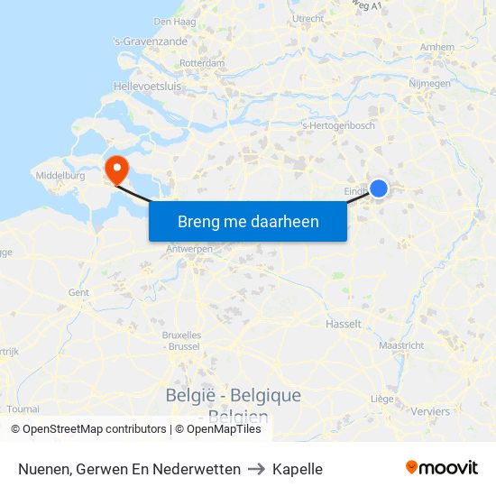 Nuenen, Gerwen En Nederwetten to Kapelle map