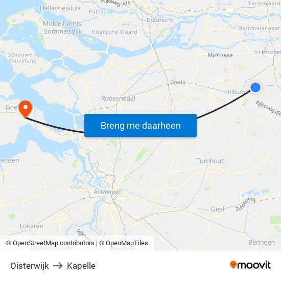 Oisterwijk to Kapelle map