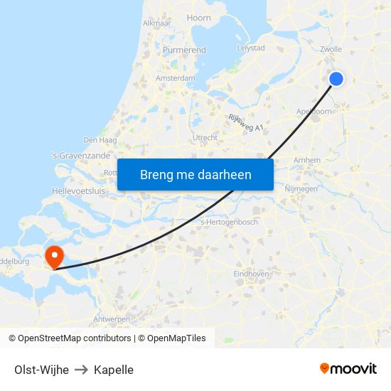 Olst-Wijhe to Kapelle map