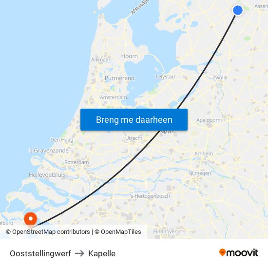 Ooststellingwerf to Kapelle map