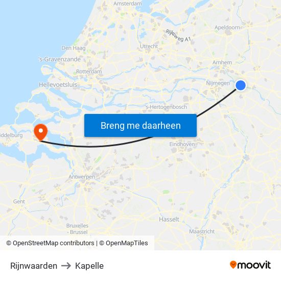 Rijnwaarden to Kapelle map