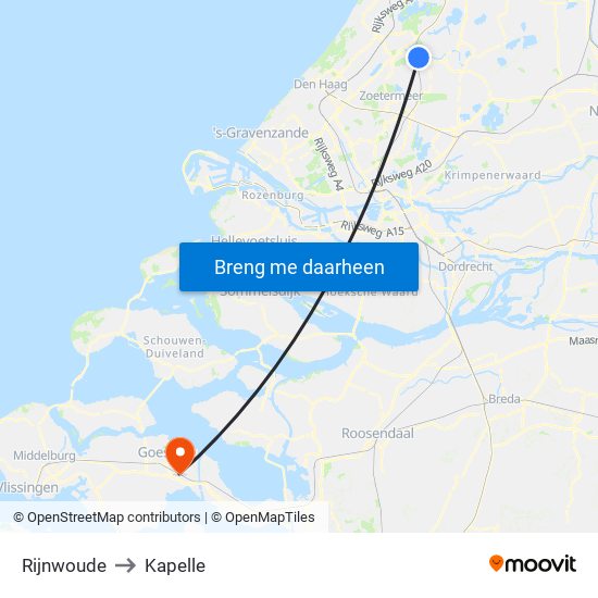 Rijnwoude to Kapelle map