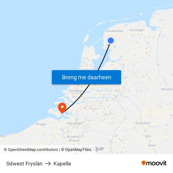 Sdwest Fryslân to Kapelle map