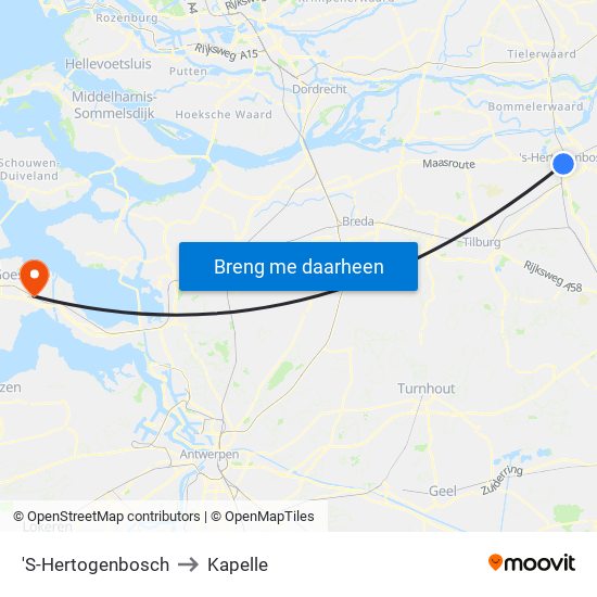 'S-Hertogenbosch to Kapelle map
