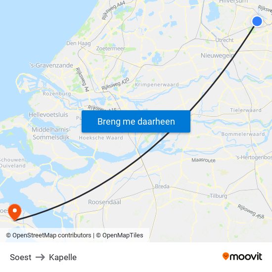 Soest to Kapelle map