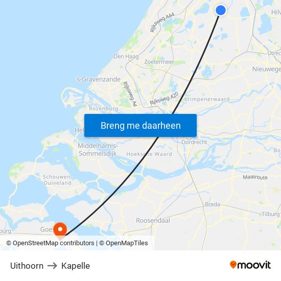 Uithoorn to Kapelle map