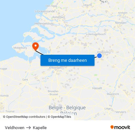 Veldhoven to Kapelle map