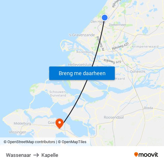 Wassenaar to Kapelle map