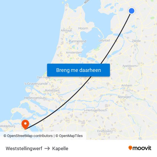 Weststellingwerf to Kapelle map