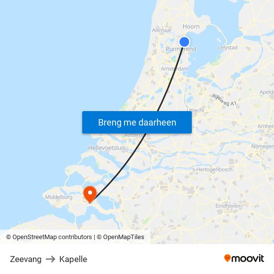 Zeevang to Kapelle map