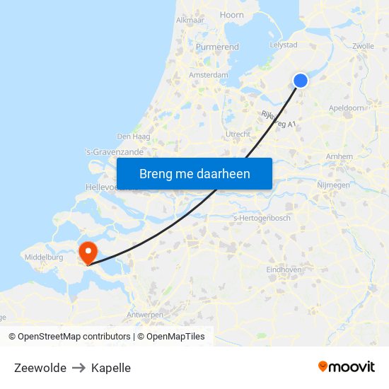 Zeewolde to Kapelle map