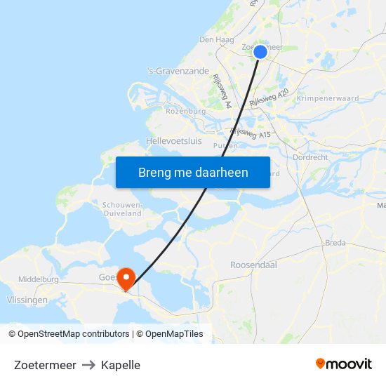 Zoetermeer to Kapelle map