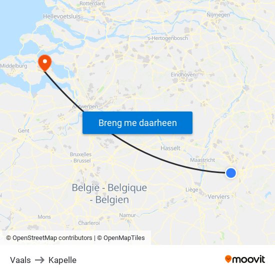 Vaals to Kapelle map