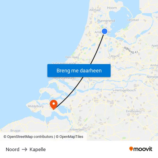 Noord to Kapelle map