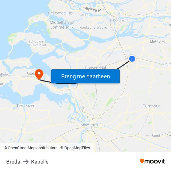 Breda to Kapelle map