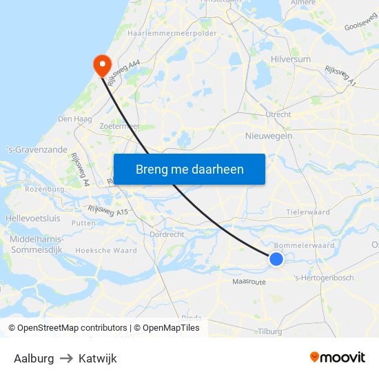 Aalburg to Katwijk map