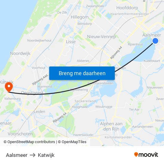 Aalsmeer to Katwijk map