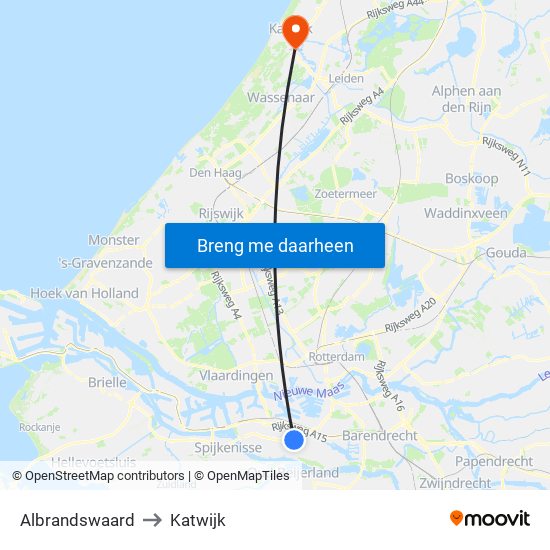 Albrandswaard to Katwijk map
