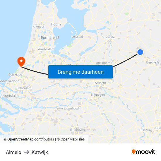 Almelo to Katwijk map