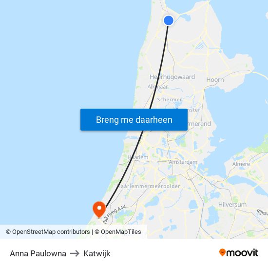 Anna Paulowna to Katwijk map