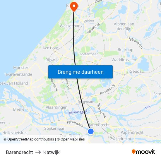 Barendrecht to Katwijk map