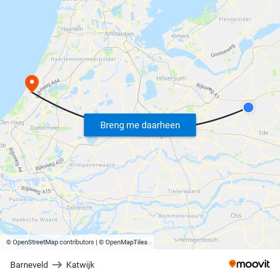 Barneveld to Katwijk map
