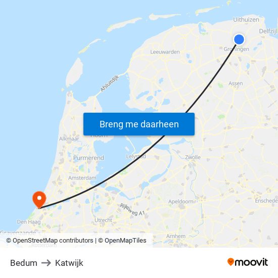 Bedum to Katwijk map