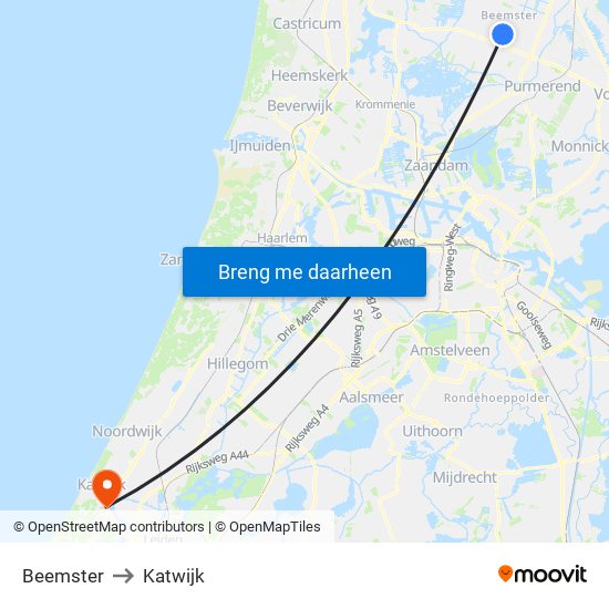 Beemster to Katwijk map