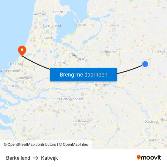 Berkelland to Katwijk map