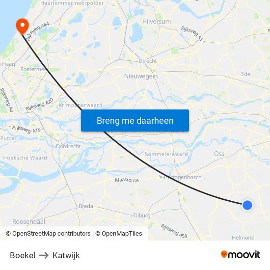 Boekel to Katwijk map