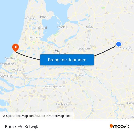 Borne to Katwijk map