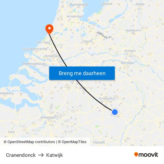 Cranendonck to Katwijk map