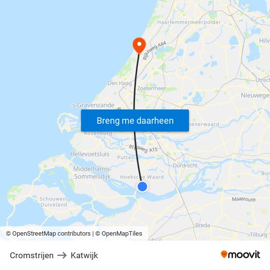 Cromstrijen to Katwijk map