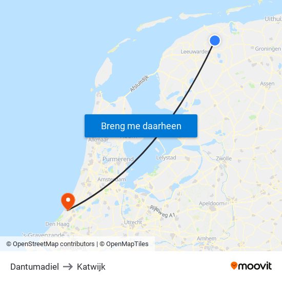 Dantumadiel to Katwijk map