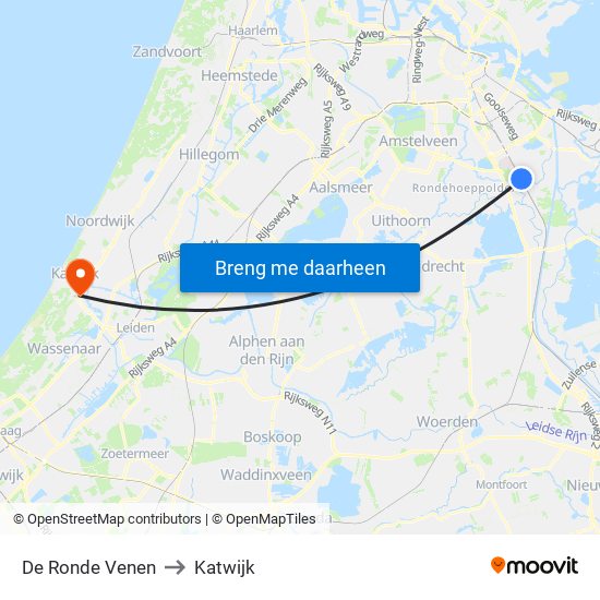 De Ronde Venen to Katwijk map