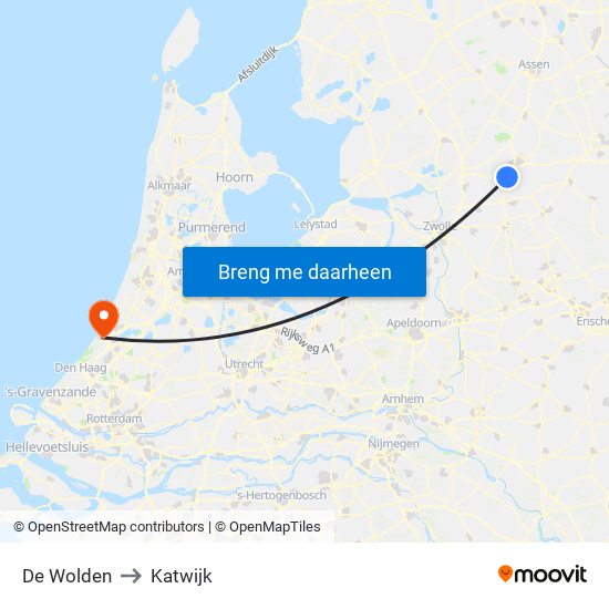 De Wolden to Katwijk map