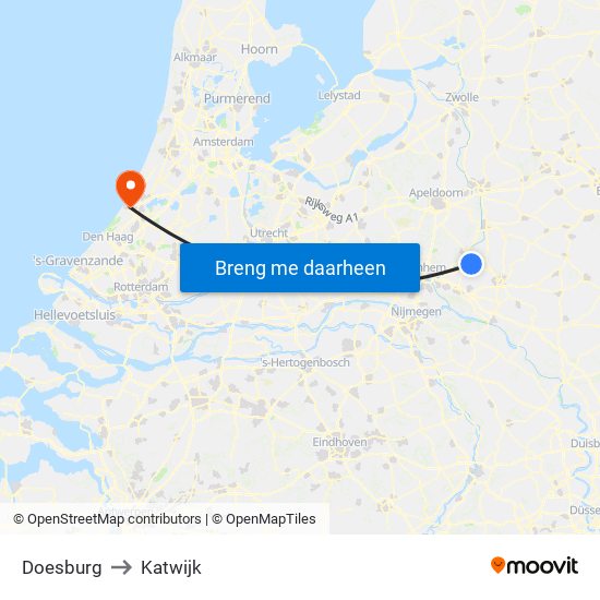 Doesburg to Katwijk map