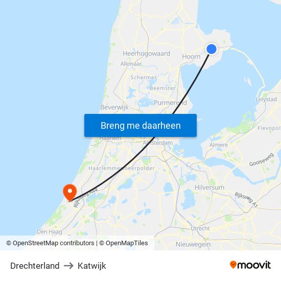 Drechterland to Katwijk map