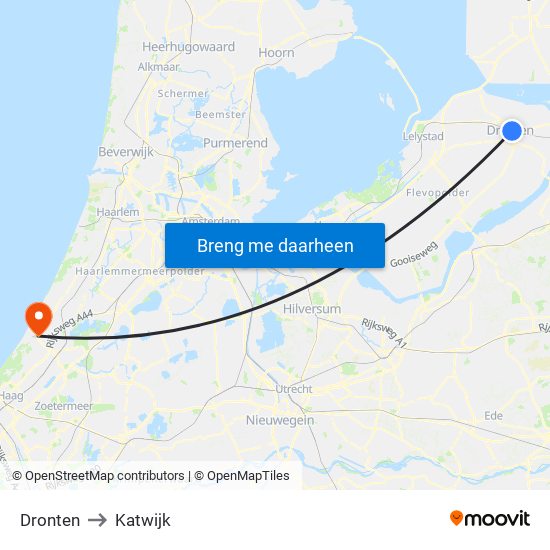 Dronten to Katwijk map