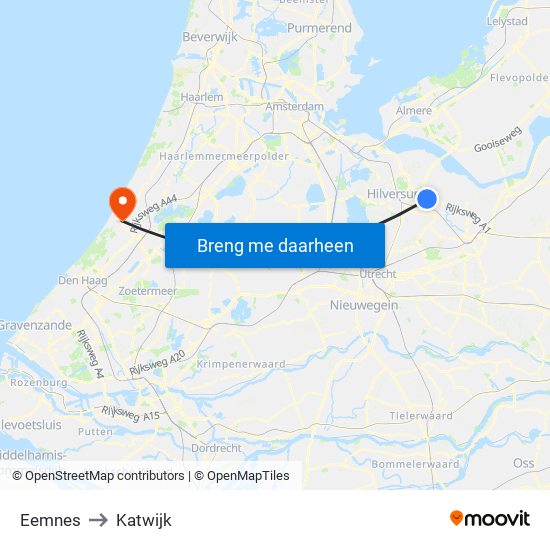 Eemnes to Katwijk map