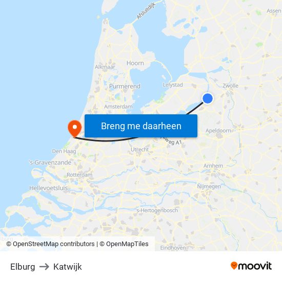 Elburg to Katwijk map