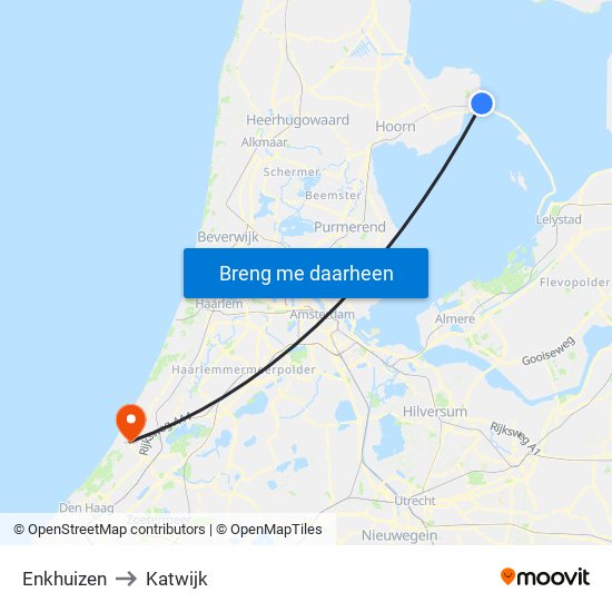 Enkhuizen to Katwijk map