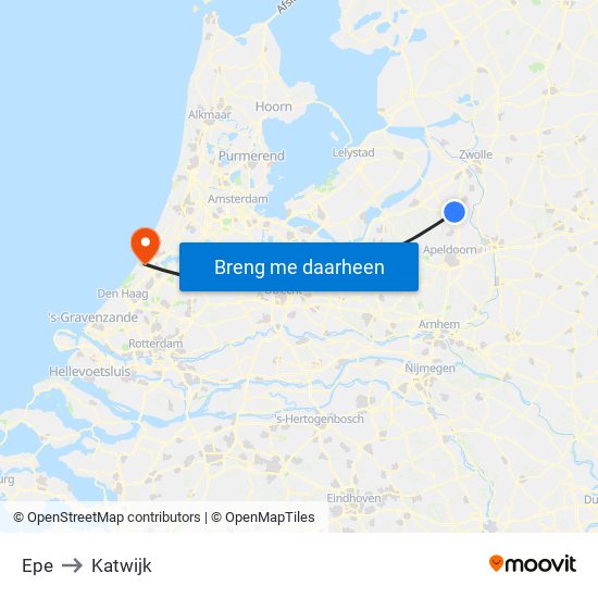 Epe to Katwijk map