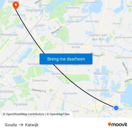 Gouda to Katwijk map
