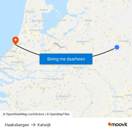 Haaksbergen to Katwijk map