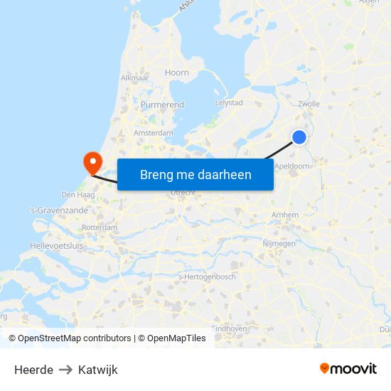 Heerde to Katwijk map