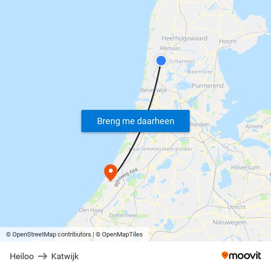 Heiloo to Katwijk map